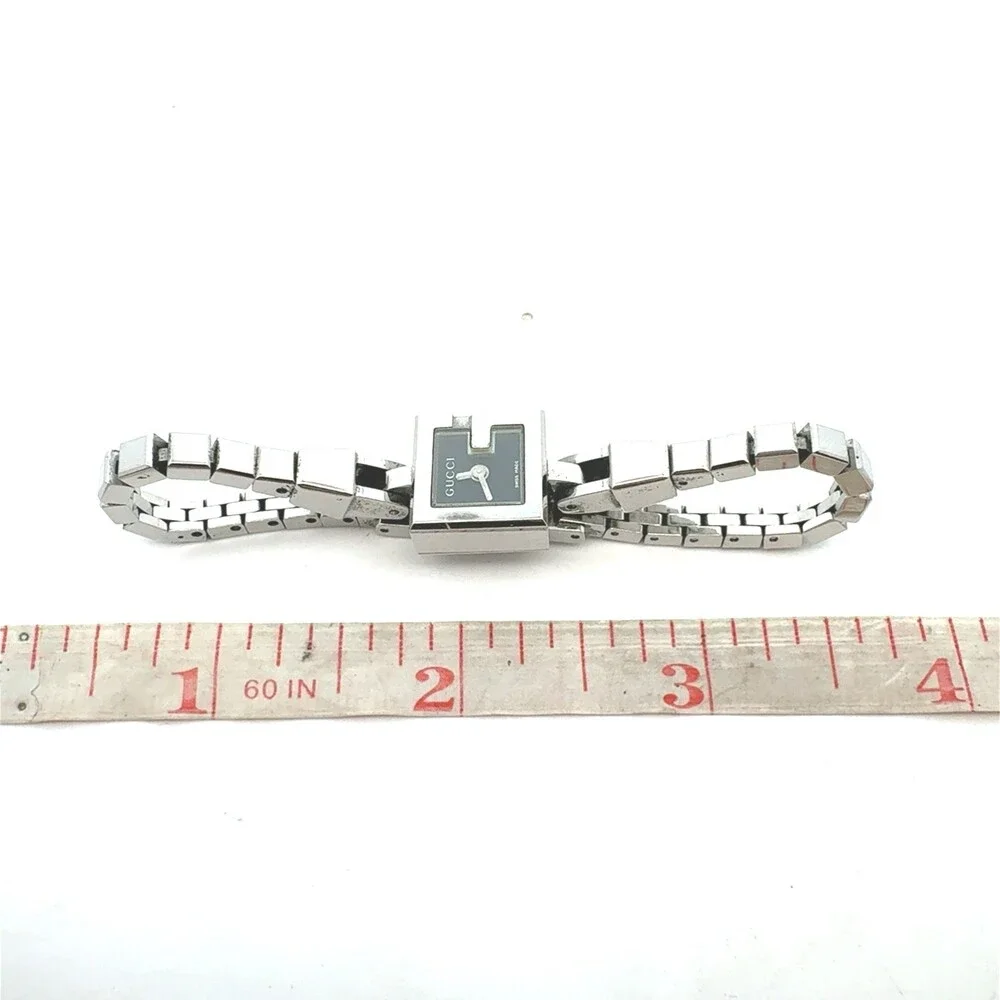 Vintage Gucci Mini G 102 Black Dial Stainless Steel Petite Ladies Wristwatch